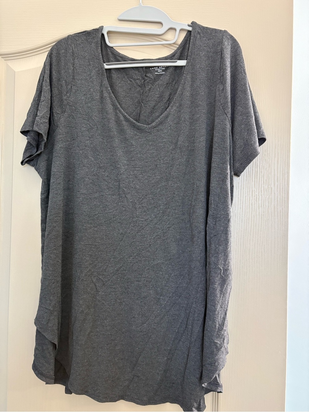Lane Bryant Charcoal Gray V-Neck Short Sleeve Tee